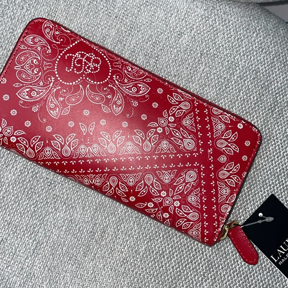 Ralph Lauren Paisley Leather Continental Wallet - Picture 3 of 5